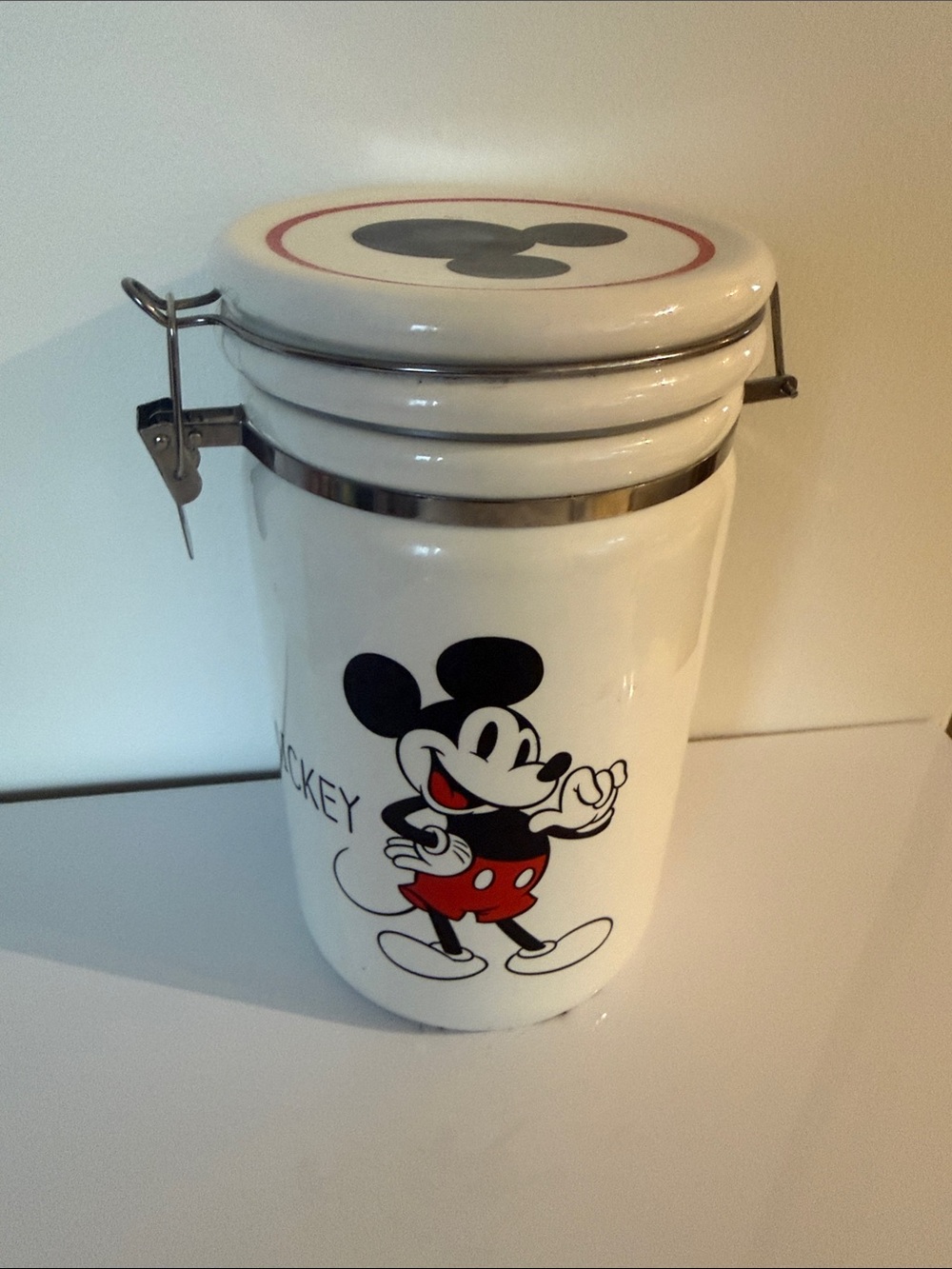 Disney Ceramic Mickey Storage Canister in White, Black & Red